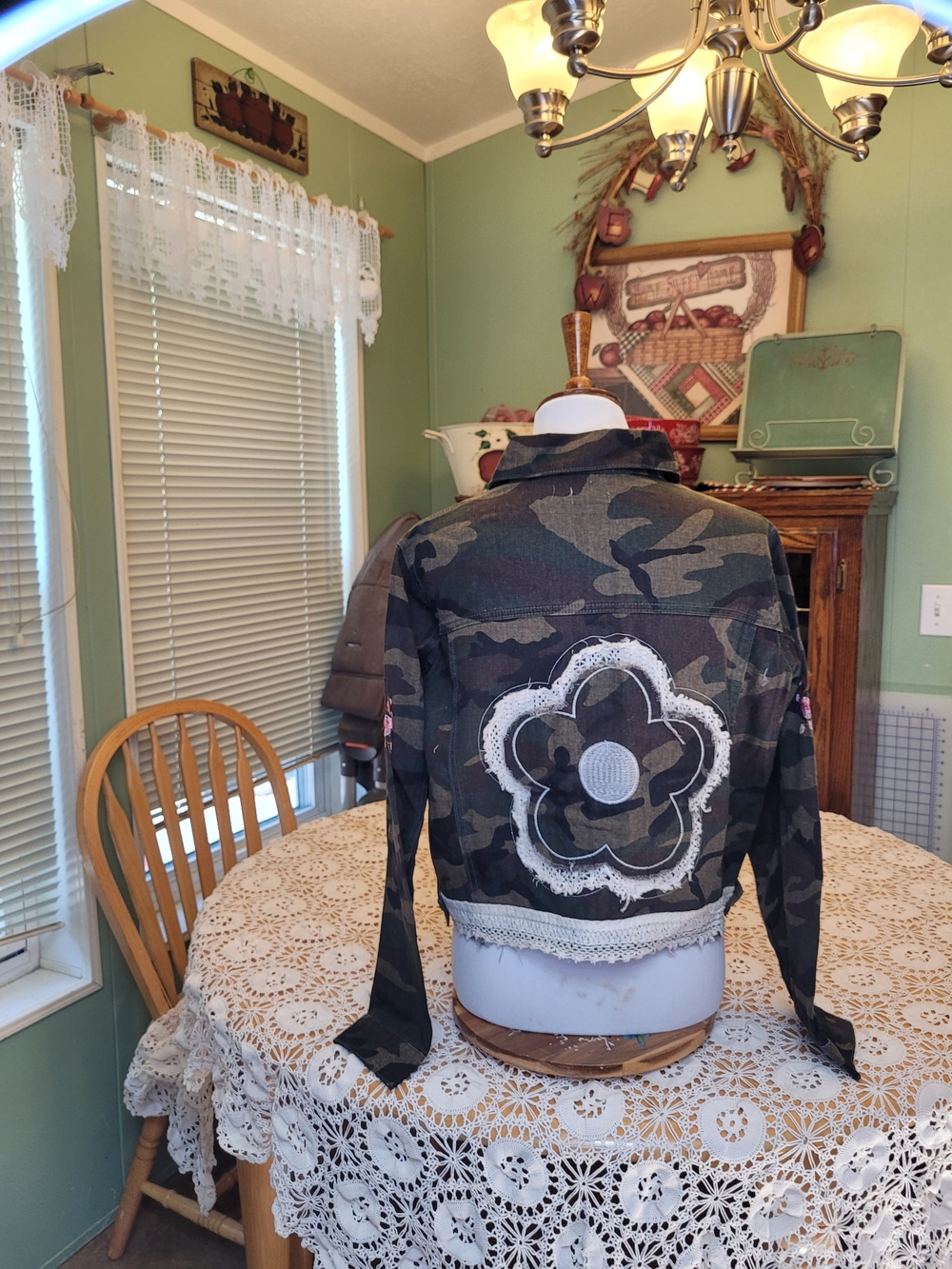 POL Camo Jacket with Pink Floral Appliqué and Lace - Picture 6 of 10
